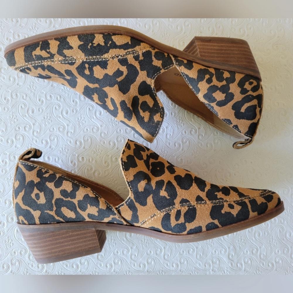 Lucky Brand Leather Suede Leopard Loafers Women's 8 M/ 38 1/2
